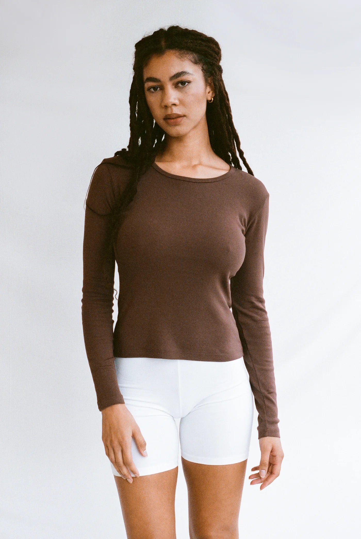 Bellevue Long Sleeve Tee in Chocolate by GIL RODRIGUEZ-Tops-GIL RODRIGUEZ-Idlewild