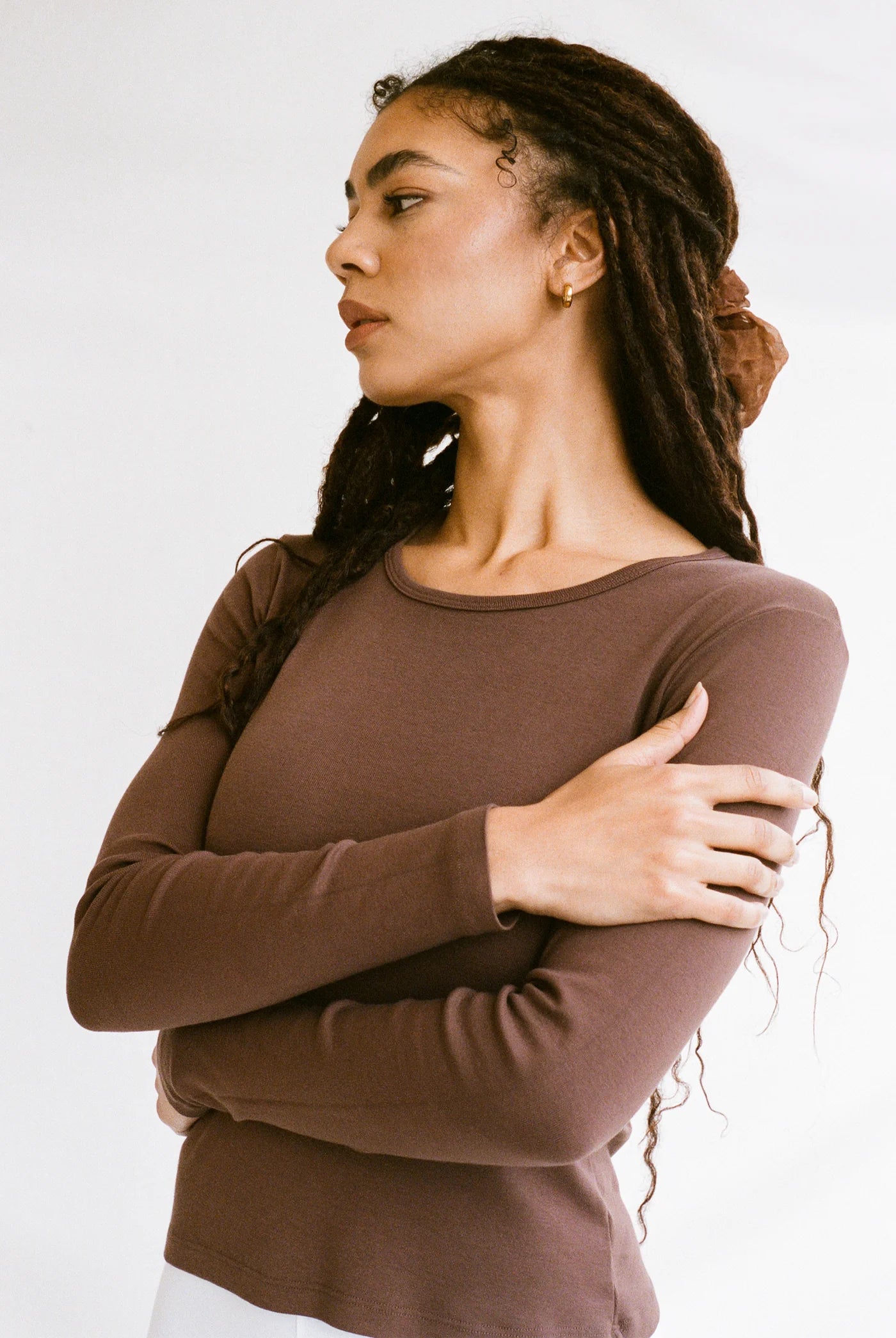 Bellevue Long Sleeve Tee in Chocolate by GIL RODRIGUEZ-Tops-GIL RODRIGUEZ-Idlewild