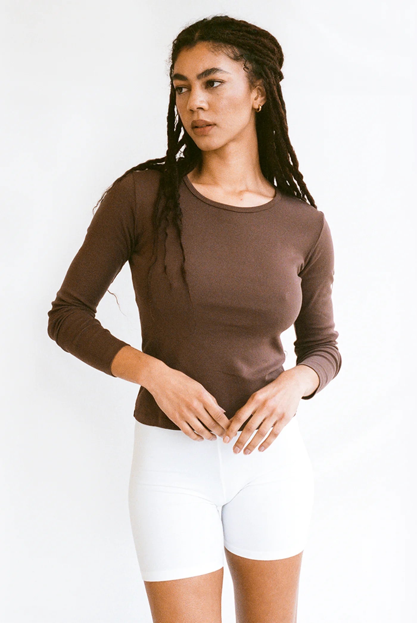 Bellevue Long Sleeve Tee in Chocolate by GIL RODRIGUEZ-Tops-GIL RODRIGUEZ-Idlewild