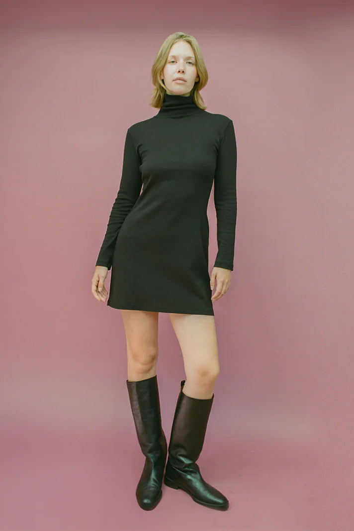 Bellevue Turtleneck Long Sleeve Mini Dress in Black by GIL RODRIGUEZ-Dresses-GIL RODRIGUEZ-Idlewild