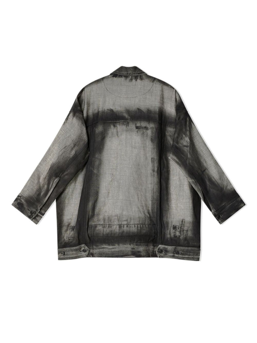 Belted Oversized Denim Jacket in Black Shadow Paint by Melitta Baumeister-Melitta Baumeister-Idlewild