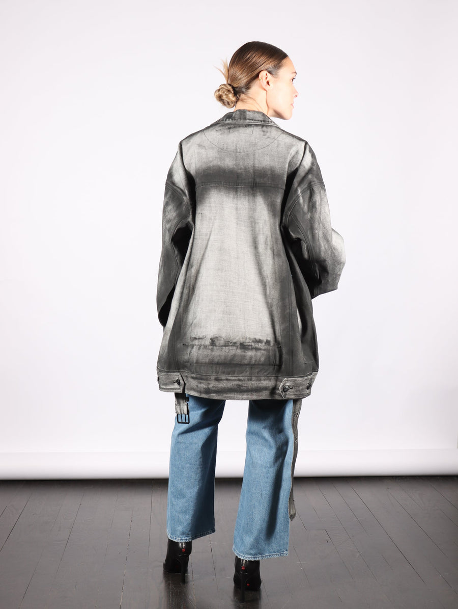 Belted Oversized Denim Jacket in Black Shadow Paint by Melitta Baumeister-Melitta Baumeister-Idlewild