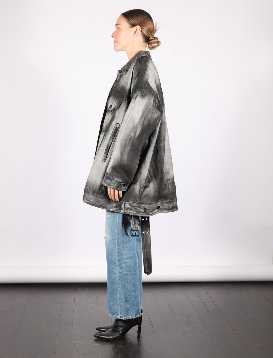 Belted Oversized Denim Jacket in Black Shadow Paint by Melitta Baumeister-Melitta Baumeister-Idlewild