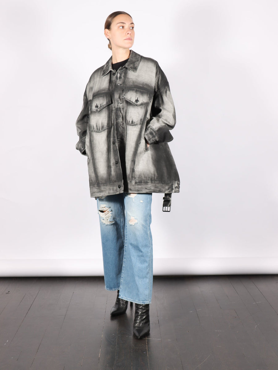 Belted Oversized Denim Jacket in Black Shadow Paint by Melitta Baumeister-Melitta Baumeister-Idlewild