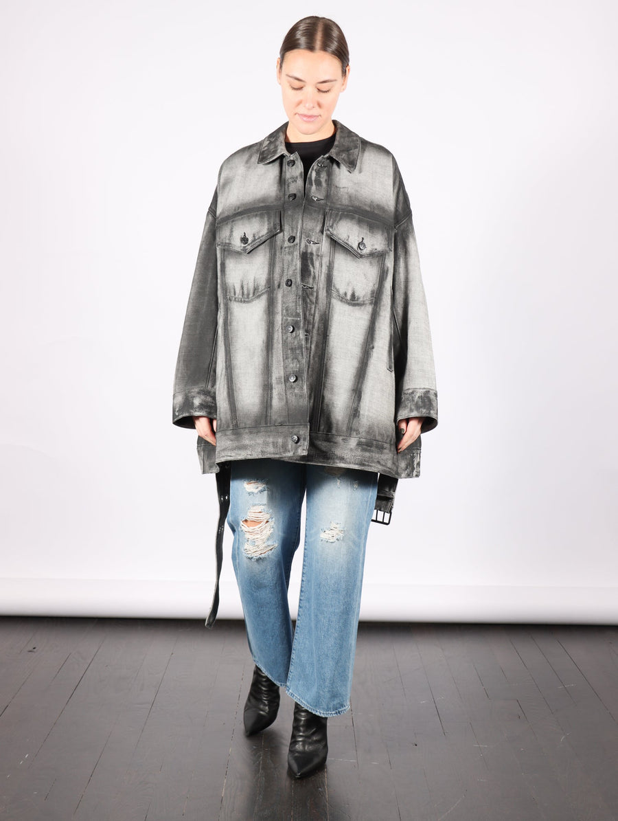 Belted Oversized Denim Jacket in Black Shadow Paint by Melitta Baumeister-Melitta Baumeister-Idlewild