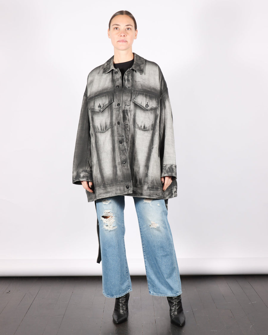 Belted Oversized Denim Jacket in Black Shadow Paint by Melitta Baumeister-Melitta Baumeister-Idlewild