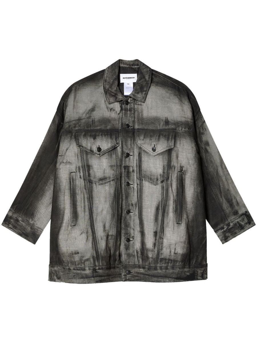 Belted Oversized Denim Jacket in Black Shadow Paint by Melitta Baumeister-Melitta Baumeister-Idlewild