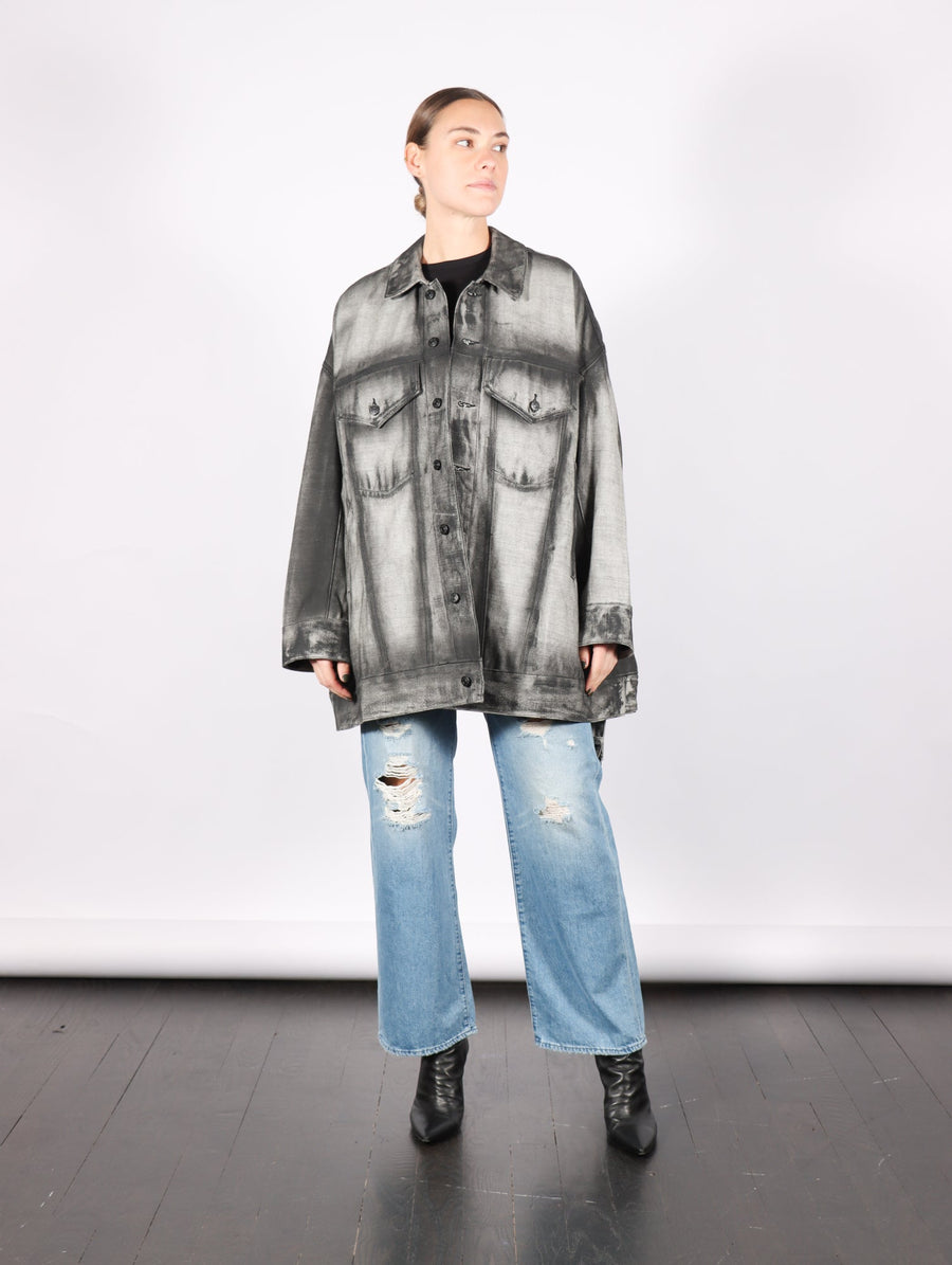 Belted Oversized Denim Jacket in Black Shadow Paint by Melitta Baumeister-Melitta Baumeister-Idlewild