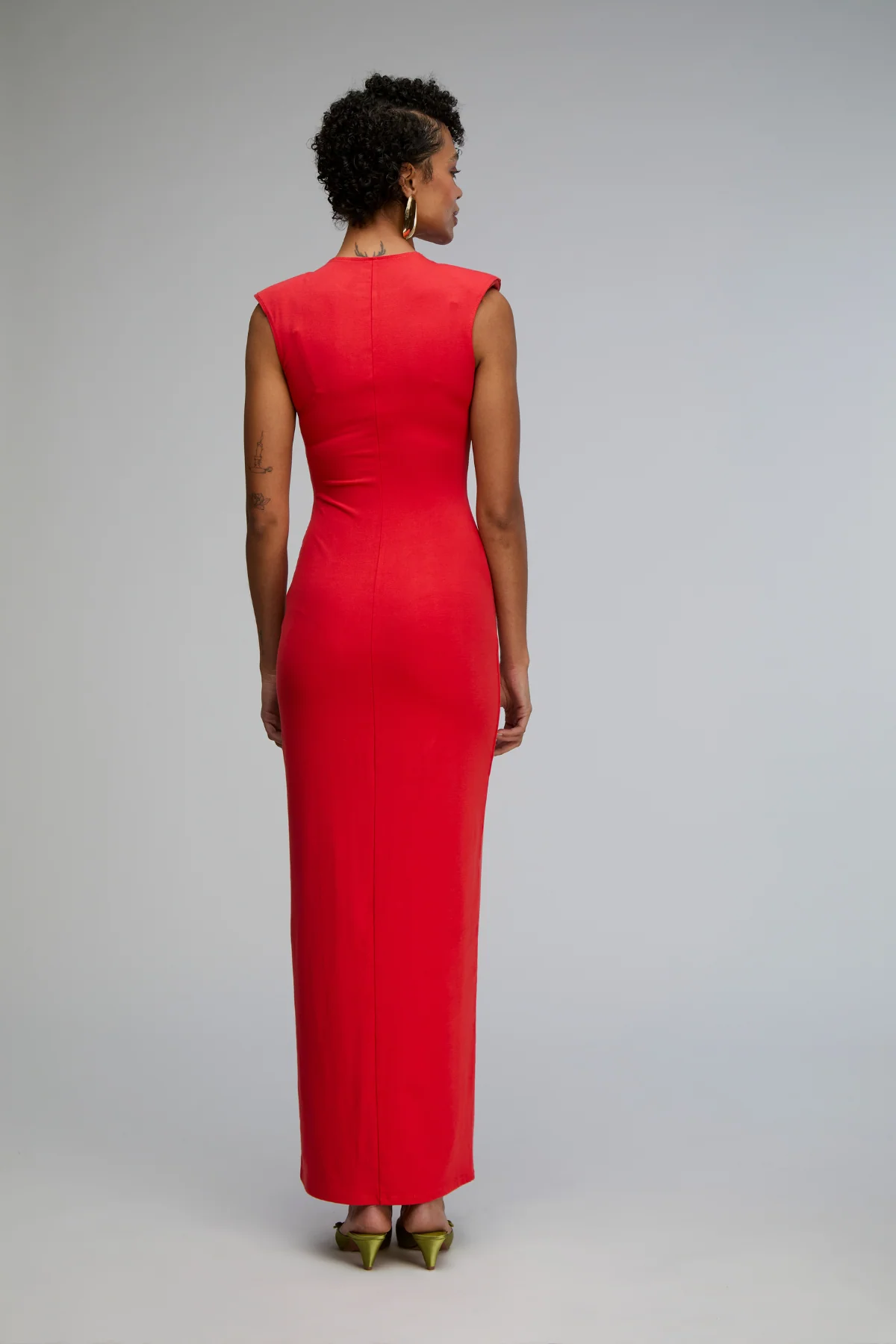 Biarritz Sculpted Shoulder Maxi Dress in Red Hot by KAPHILL-Kaphill-Idlewild