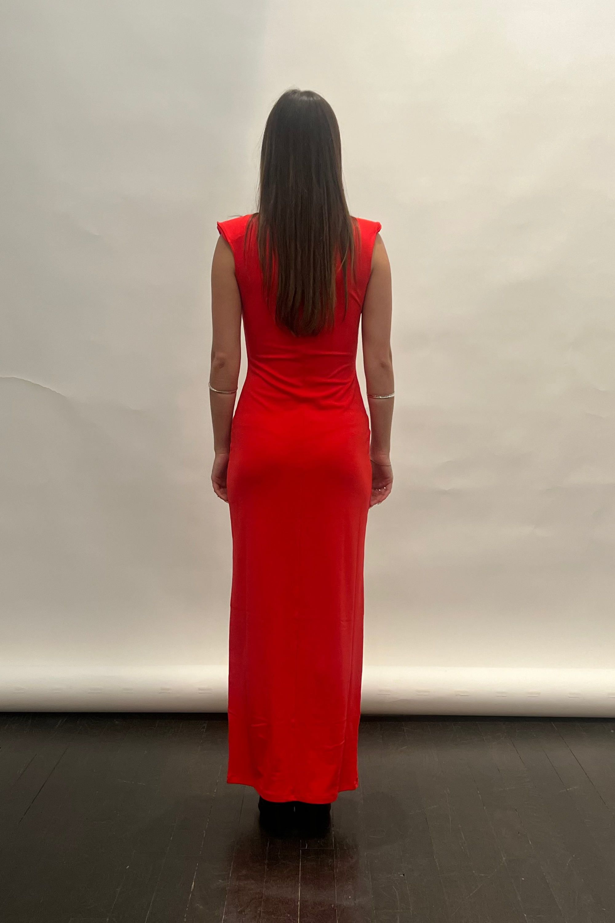 Biarritz Sculpted Shoulder Maxi Dress in Red Hot by KAPHILL-Kaphill-Idlewild