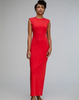 Biarritz Sculpted Shoulder Maxi Dress in Red Hot by KAPHILL-Kaphill-Idlewild