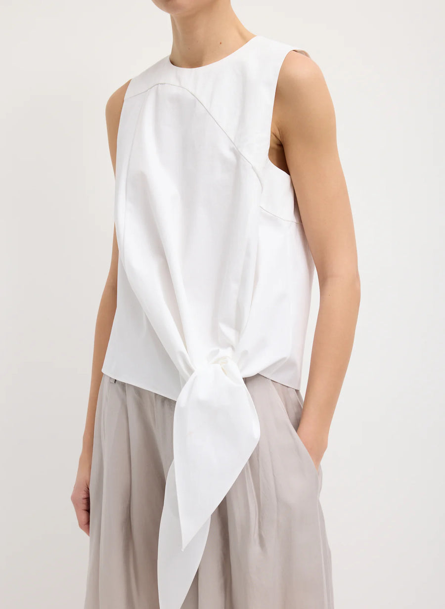 Bio Twill Easy Tie Shirt in Optic White by Tibi-Tibi-Idlewild