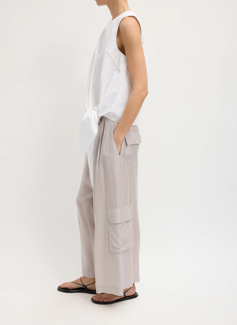 Bio Twill Easy Tie Shirt in Optic White by Tibi-Tibi-Idlewild