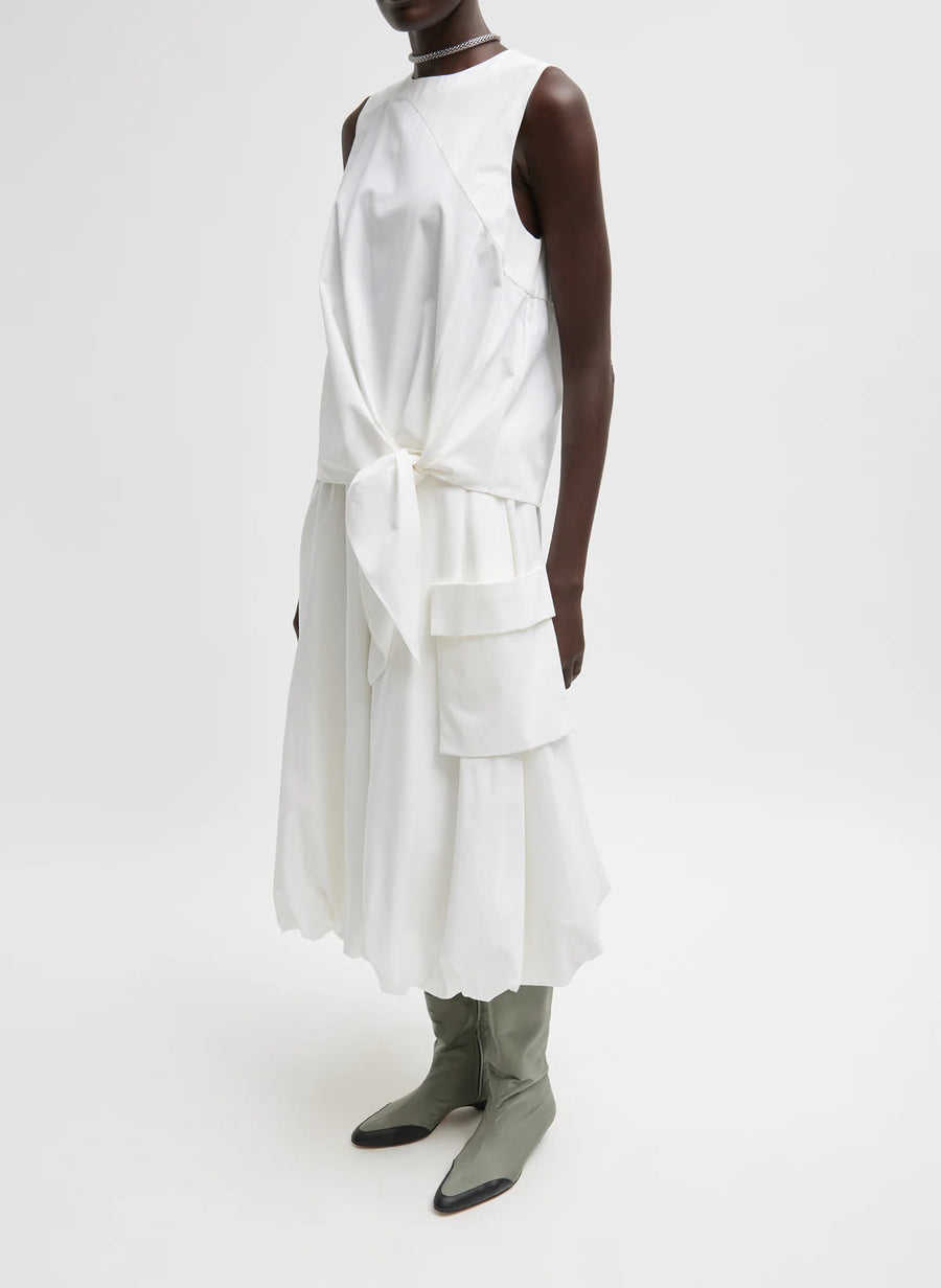 Bio Twill Easy Tie Shirt in Optic White by Tibi-Tibi-Idlewild