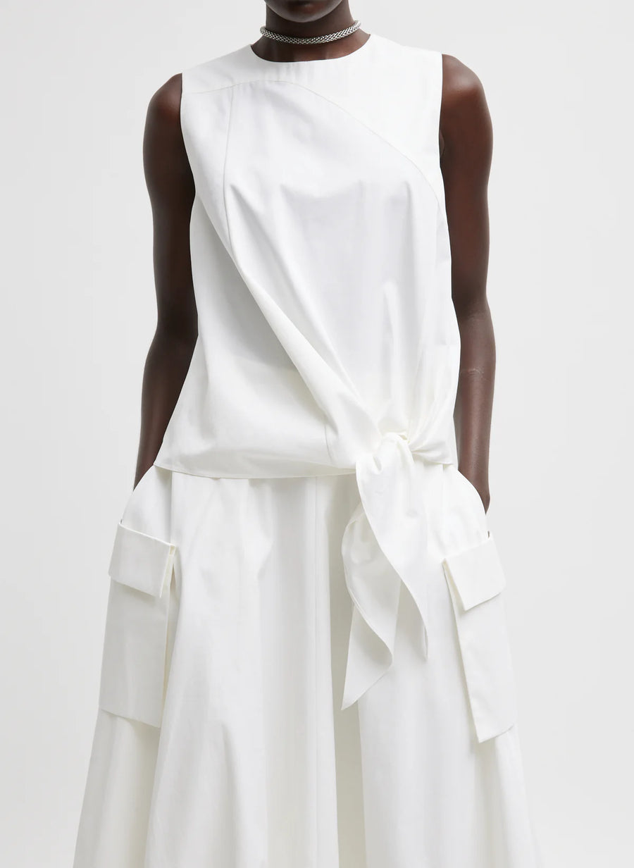 Bio Twill Easy Tie Shirt in Optic White by Tibi-Tibi-Idlewild