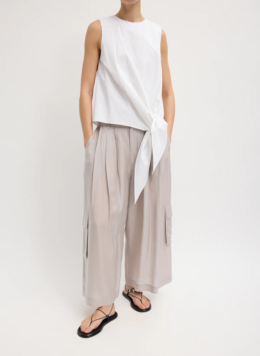 Bio Twill Easy Tie Shirt in Optic White by Tibi-Tibi-Idlewild