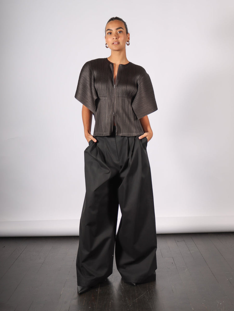 Bio Twill Triple Pleat Pant in Black by Tibi