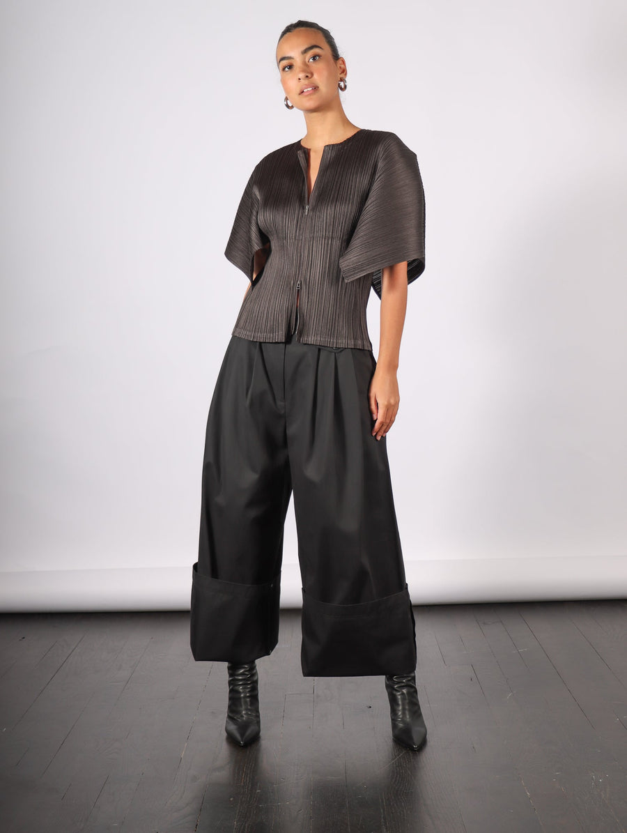 Bio Twill Triple Pleat Pant in Black by Tibi