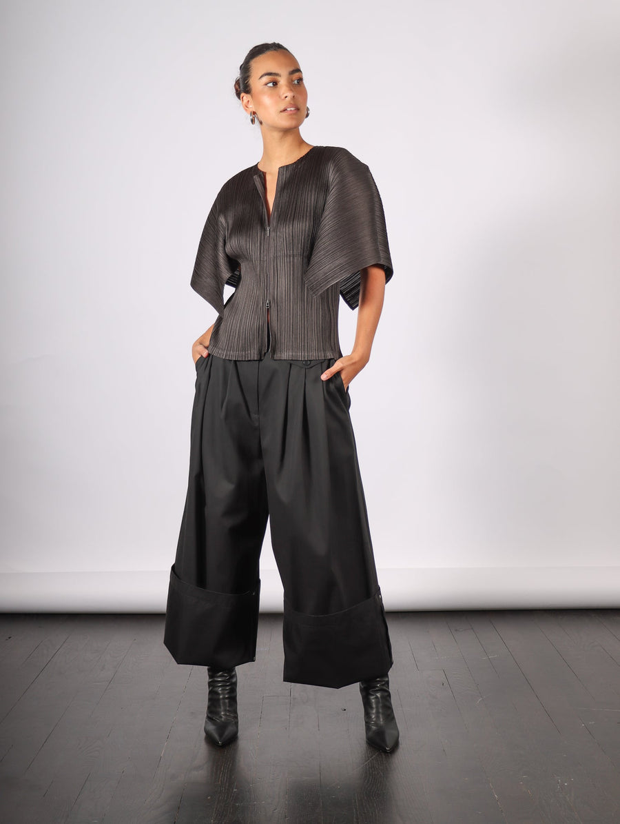 Bio Twill Triple Pleat Pant in Black by Tibi