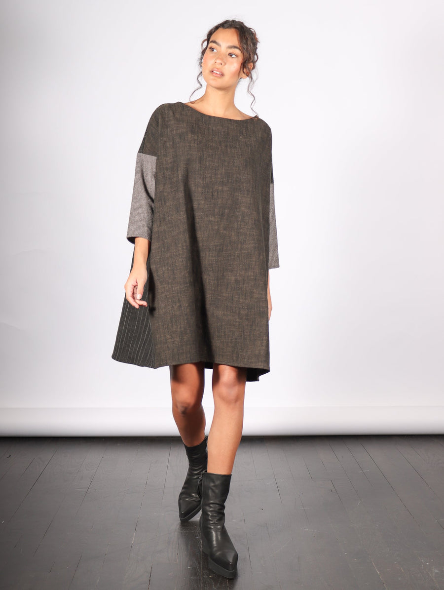 Boatneck Dress in Slate Patch by Album Di Famiglia