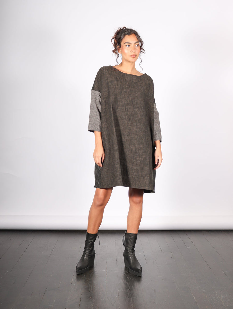 Boatneck Dress in Slate Patch by Album Di Famiglia