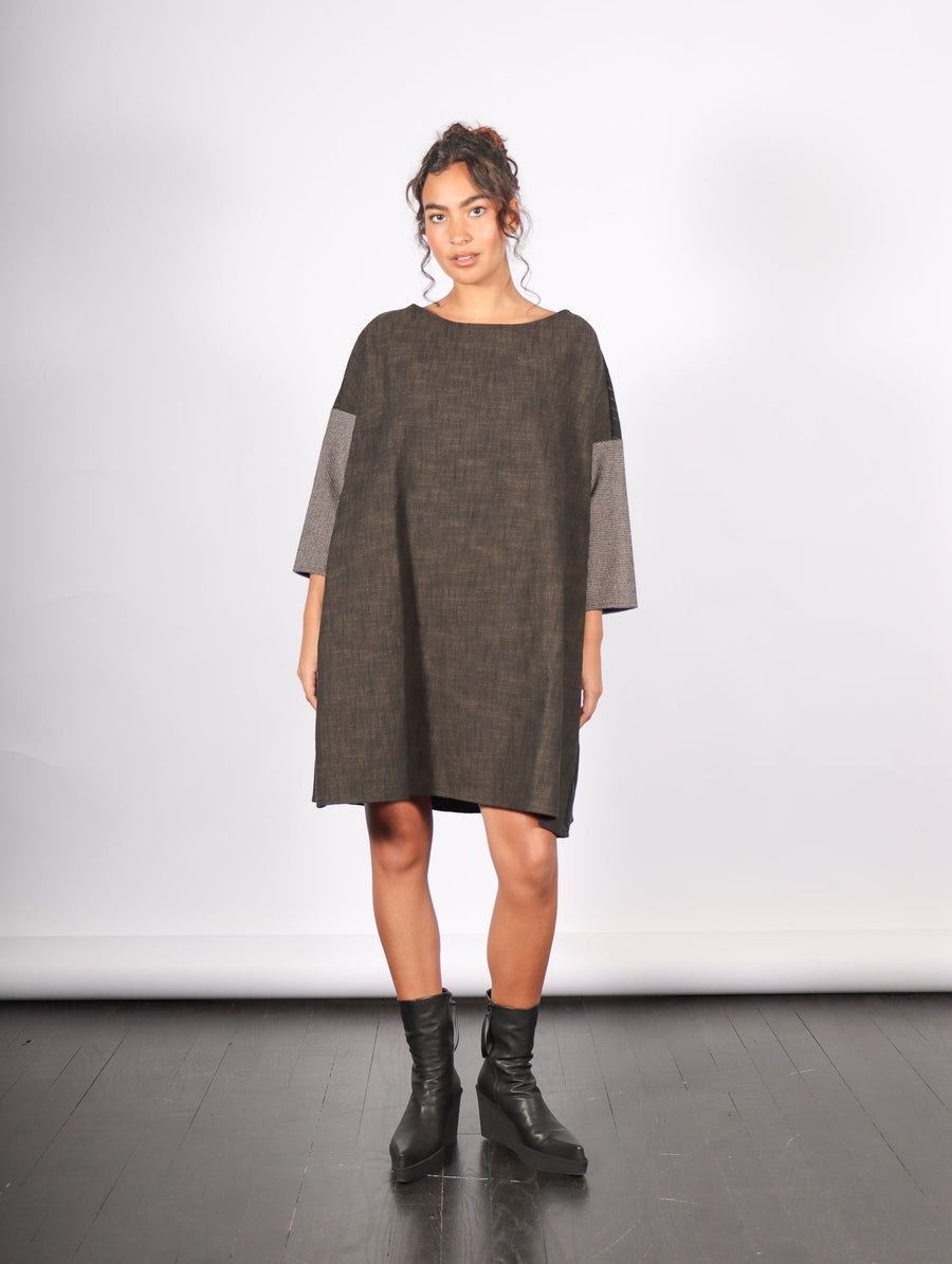 Boatneck Dress in Slate Patch by Album Di Famiglia