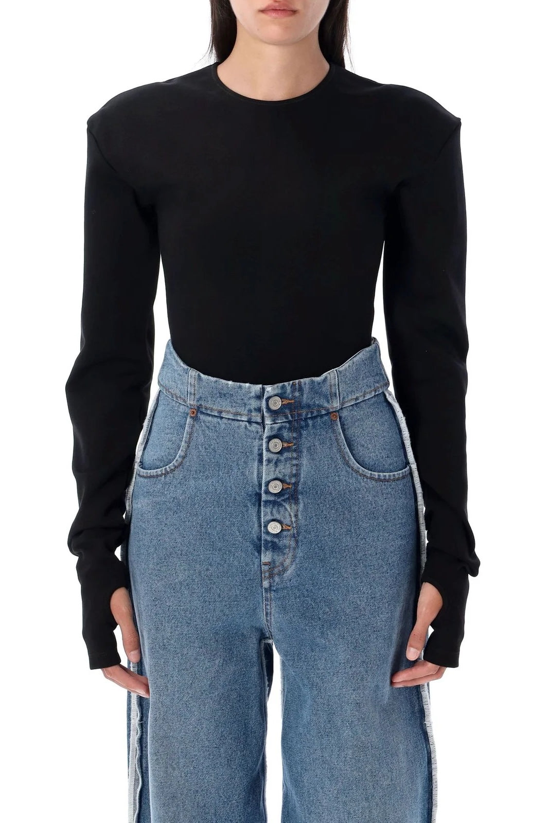 Bodysuit in Black by MM6 Maison Margiela-Bodysuits-MM6-Idlewild