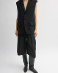 Bonded Recycled Felted Wool Convertible Blazer in Black by Tibi-Outerwear-Tibi-Idlewild