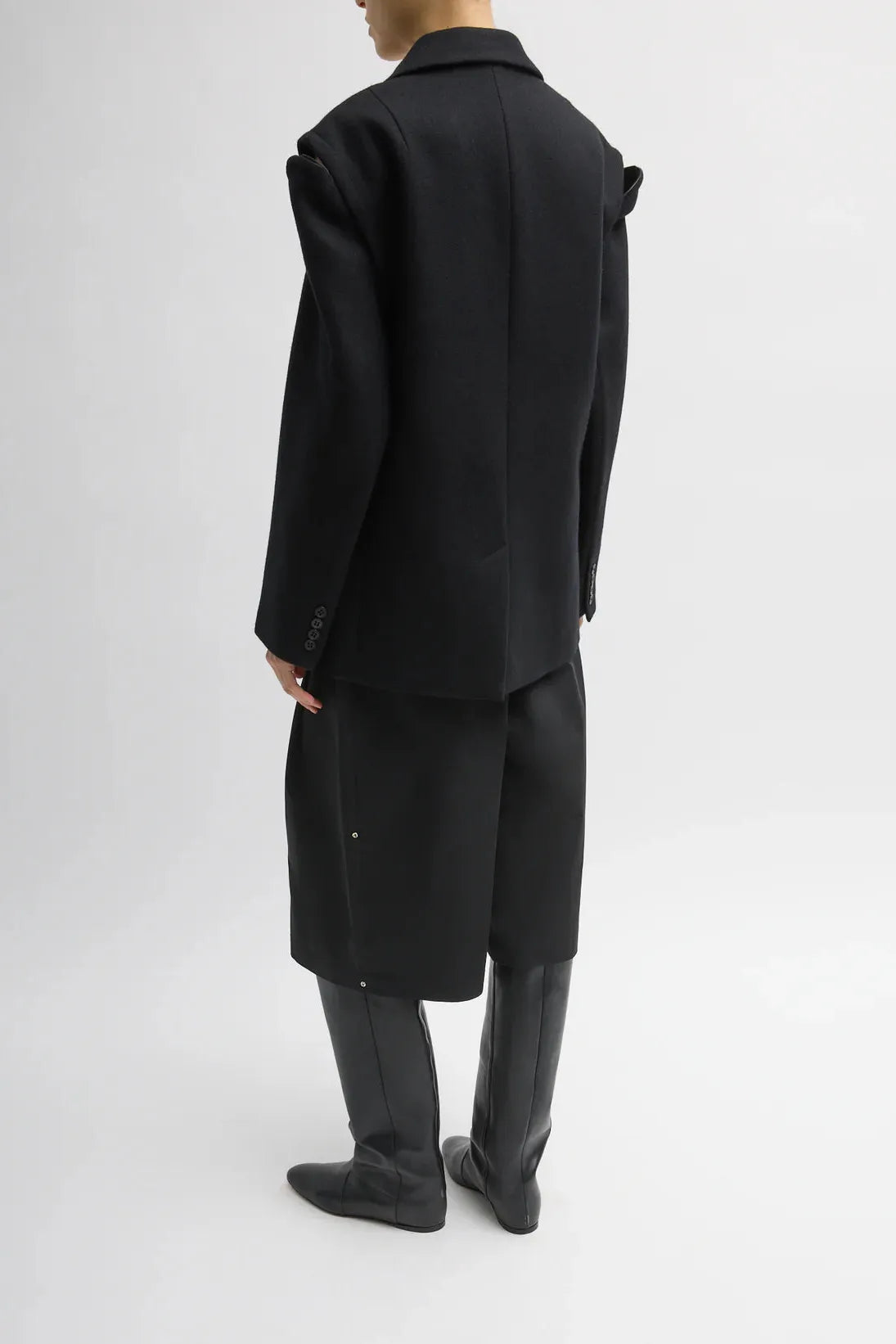 Bonded Recycled Felted Wool Convertible Blazer in Black by Tibi-Outerwear-Tibi-Idlewild