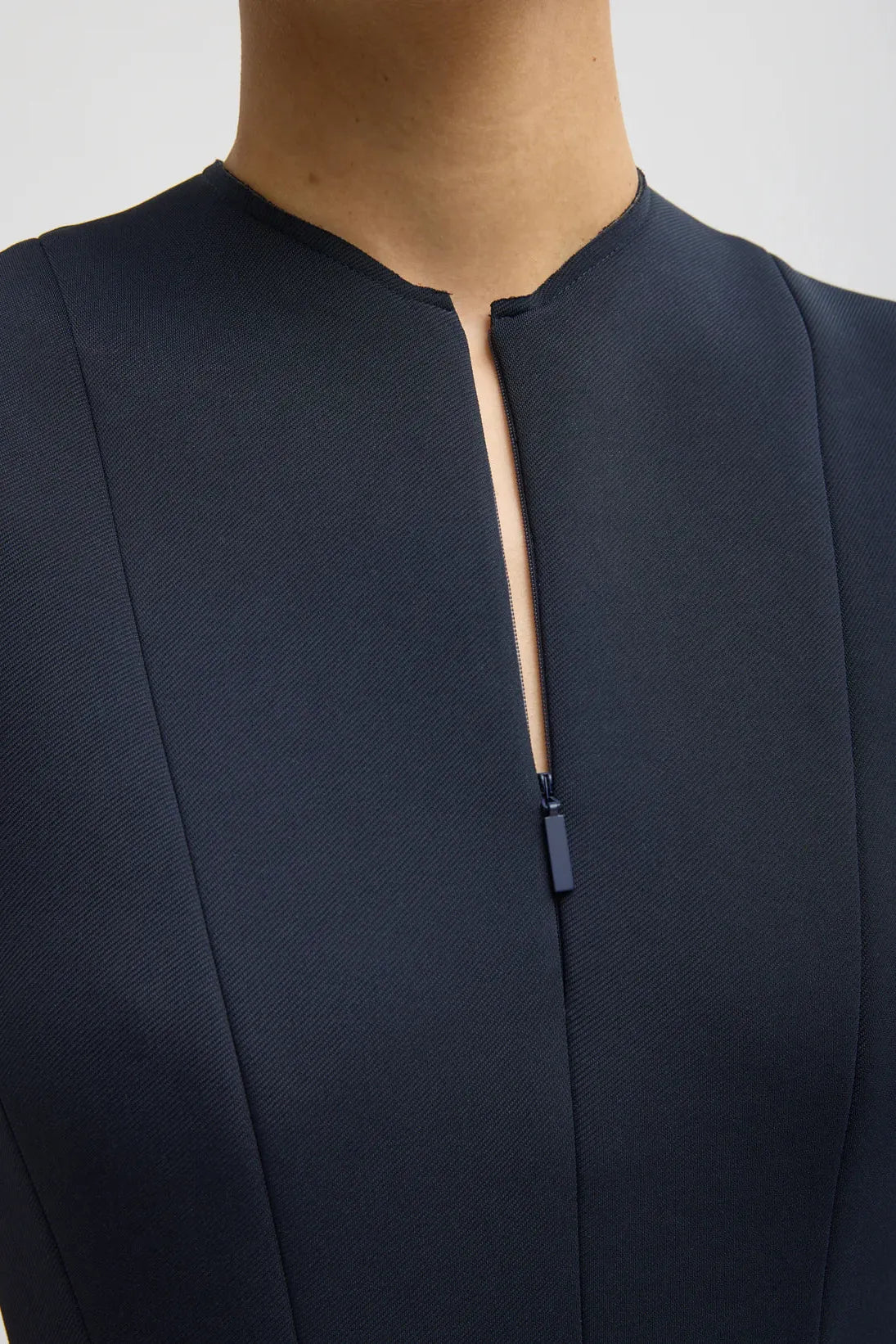 Bonded Twill Sleeveless Sculpted Dress in Dark Navy by Tibi-Dresses-Tibi-Idlewild