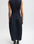 Bonded Twill Sleeveless Sculpted Dress in Dark Navy by Tibi-Dresses-Tibi-Idlewild