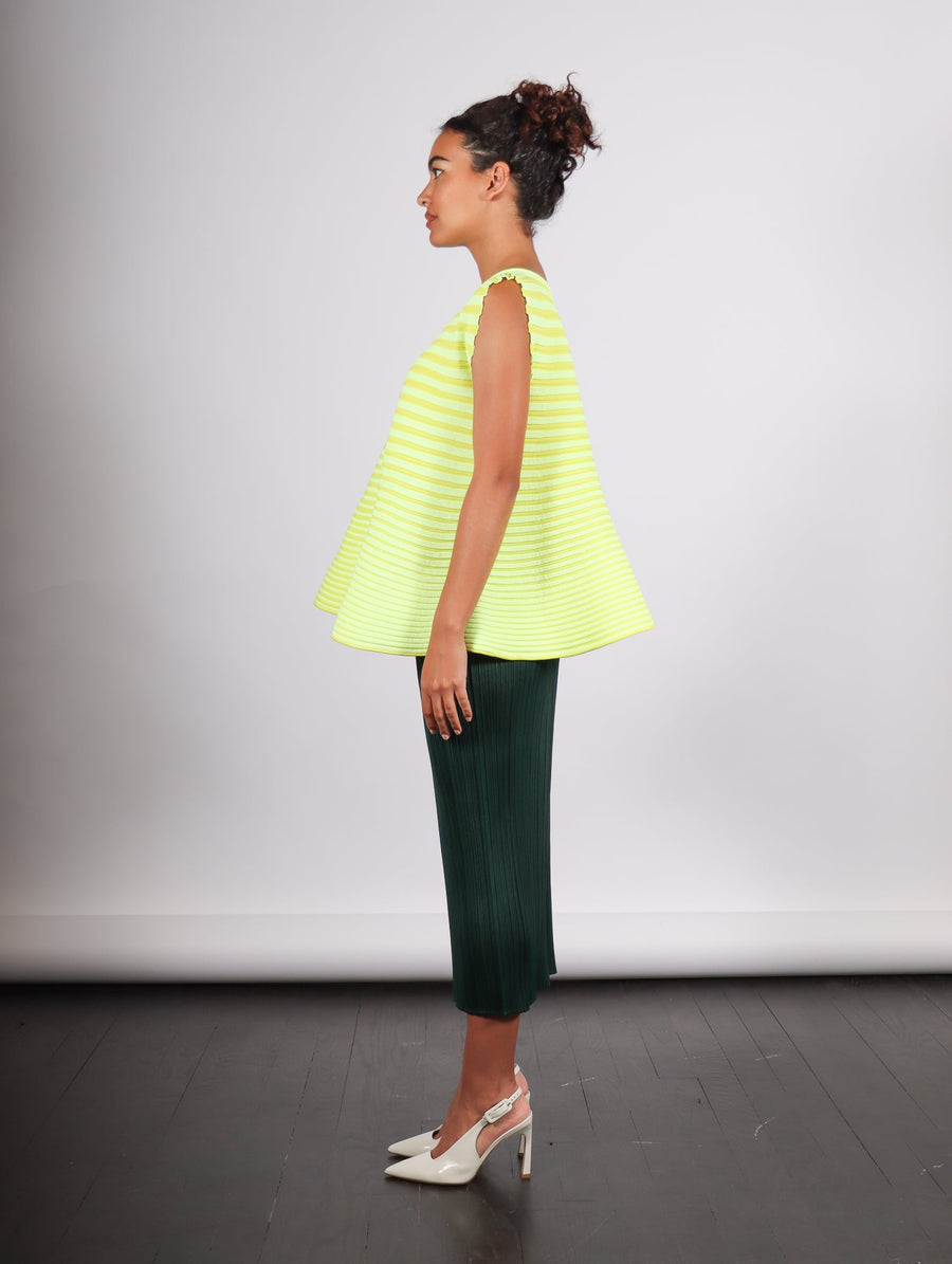 Bounce Knit Sleeveless Top in Lemon Yellow by Pleats Please Issey Miyake-Idlewild