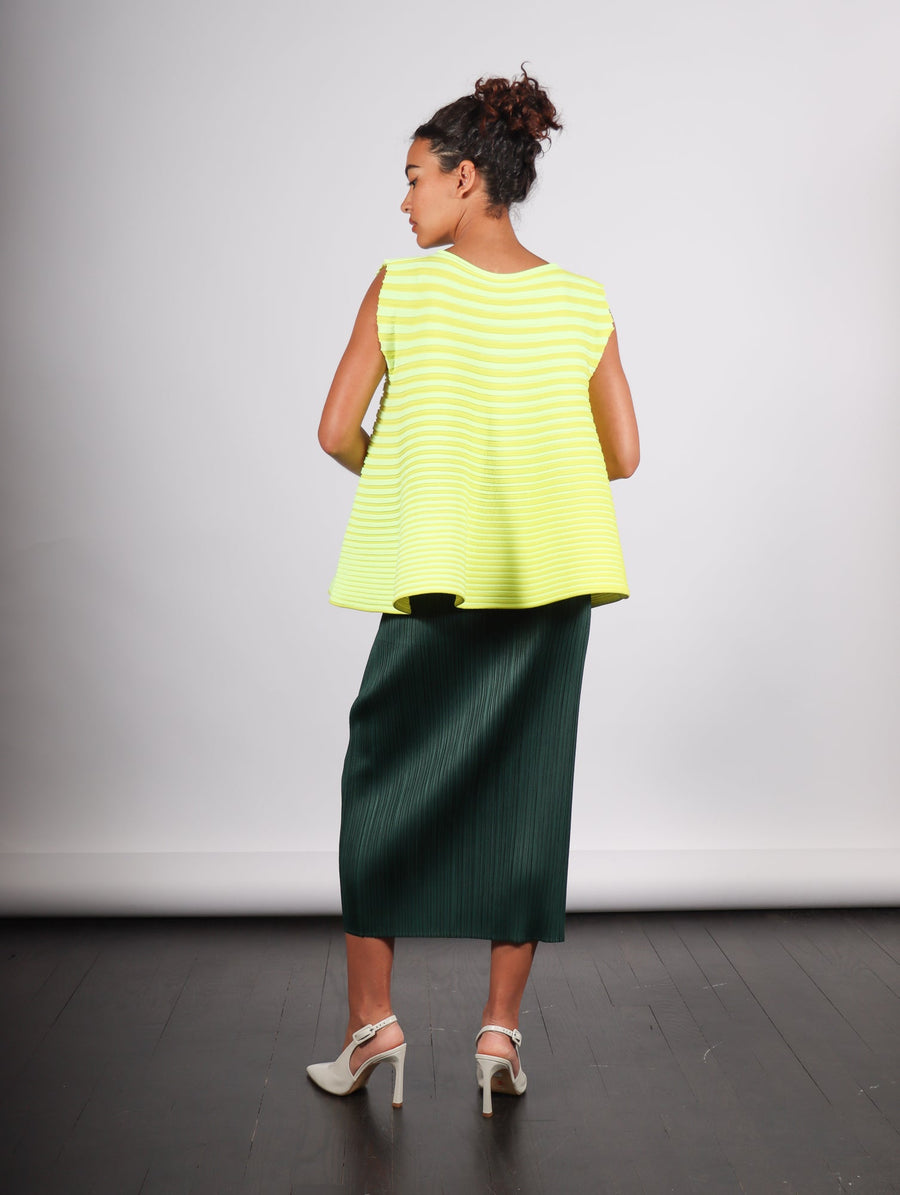 Bounce Knit Sleeveless Top in Lemon Yellow by Pleats Please Issey Miyake-Idlewild