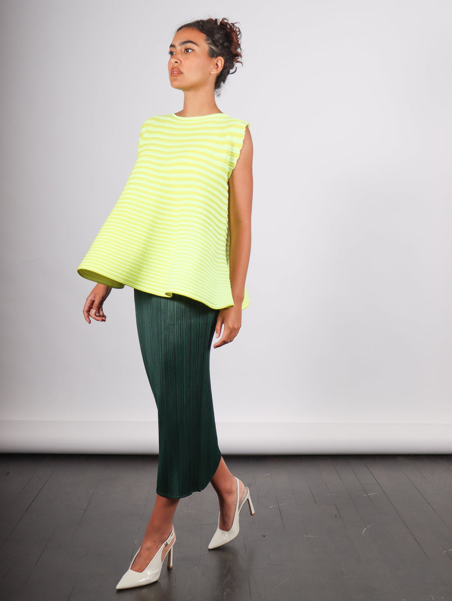 Bounce Knit Sleeveless Top in Lemon Yellow by Pleats Please Issey Miyake-Idlewild