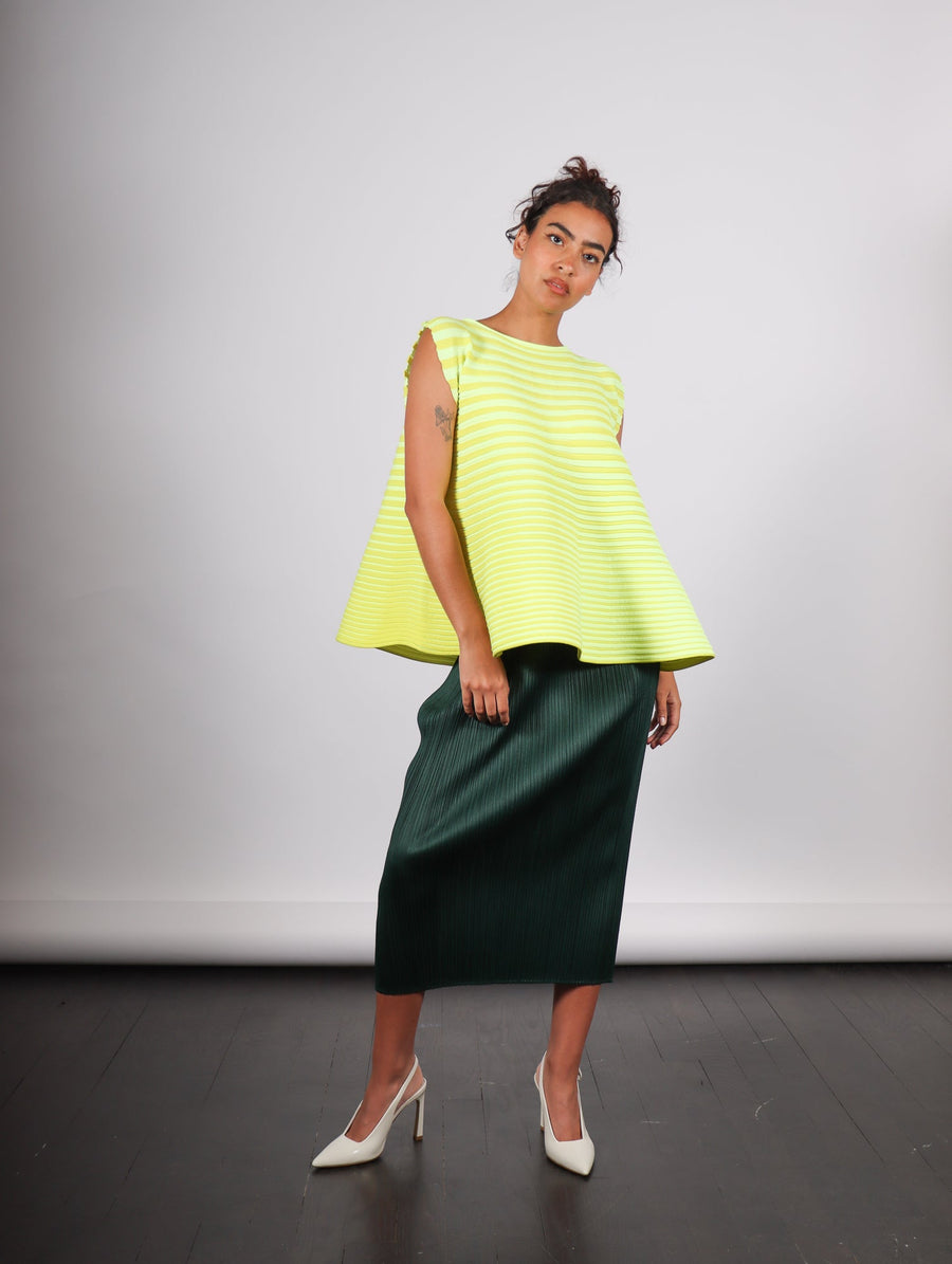 Bounce Knit Sleeveless Top in Lemon Yellow by Pleats Please Issey Miyake-Idlewild