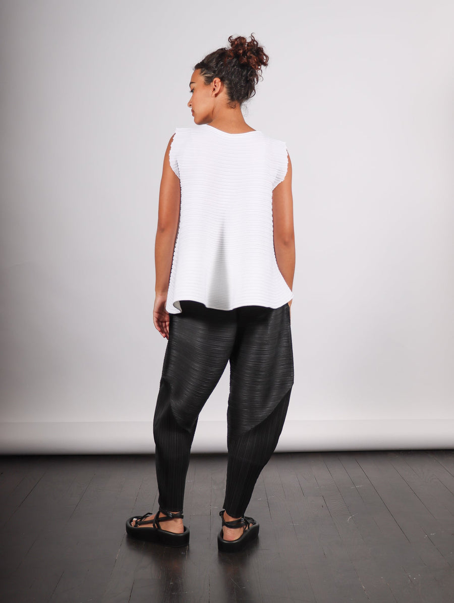 Bounce Knit Sleeveless Top in Off White by Pleats Please Issey Miyake-Idlewild