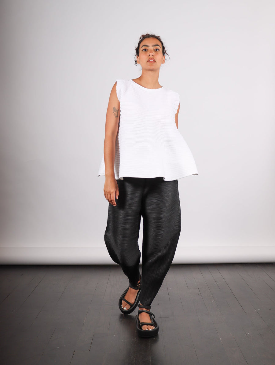 Bounce Knit Sleeveless Top in Off White by Pleats Please Issey Miyake-Idlewild