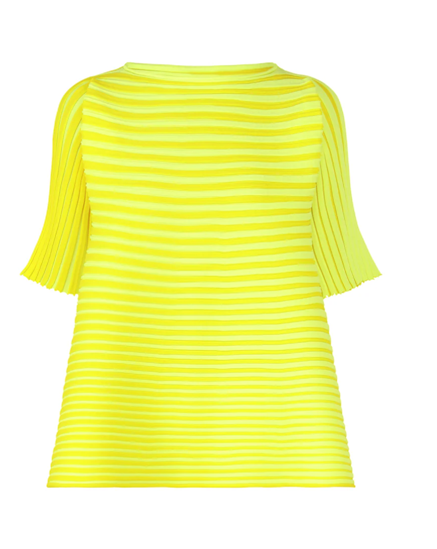 Bounce Knit Top in Lemon Yellow by Pleats Please Issey Miyake-Idlewild