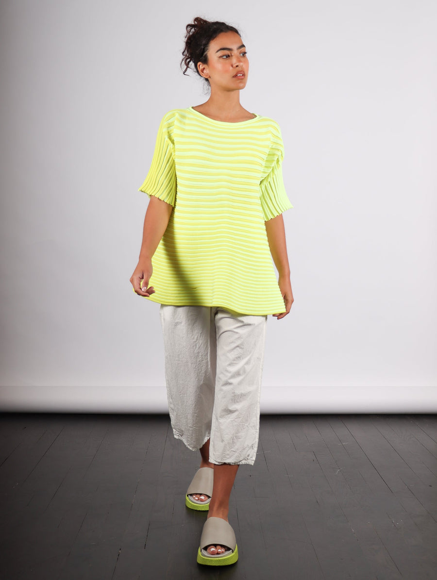 Bounce Knit Top in Lemon Yellow by Pleats Please Issey Miyake-Idlewild