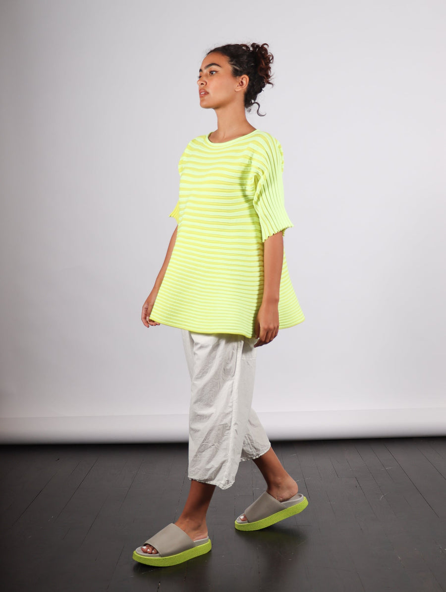 Bounce Knit Top in Lemon Yellow by Pleats Please Issey Miyake-Idlewild