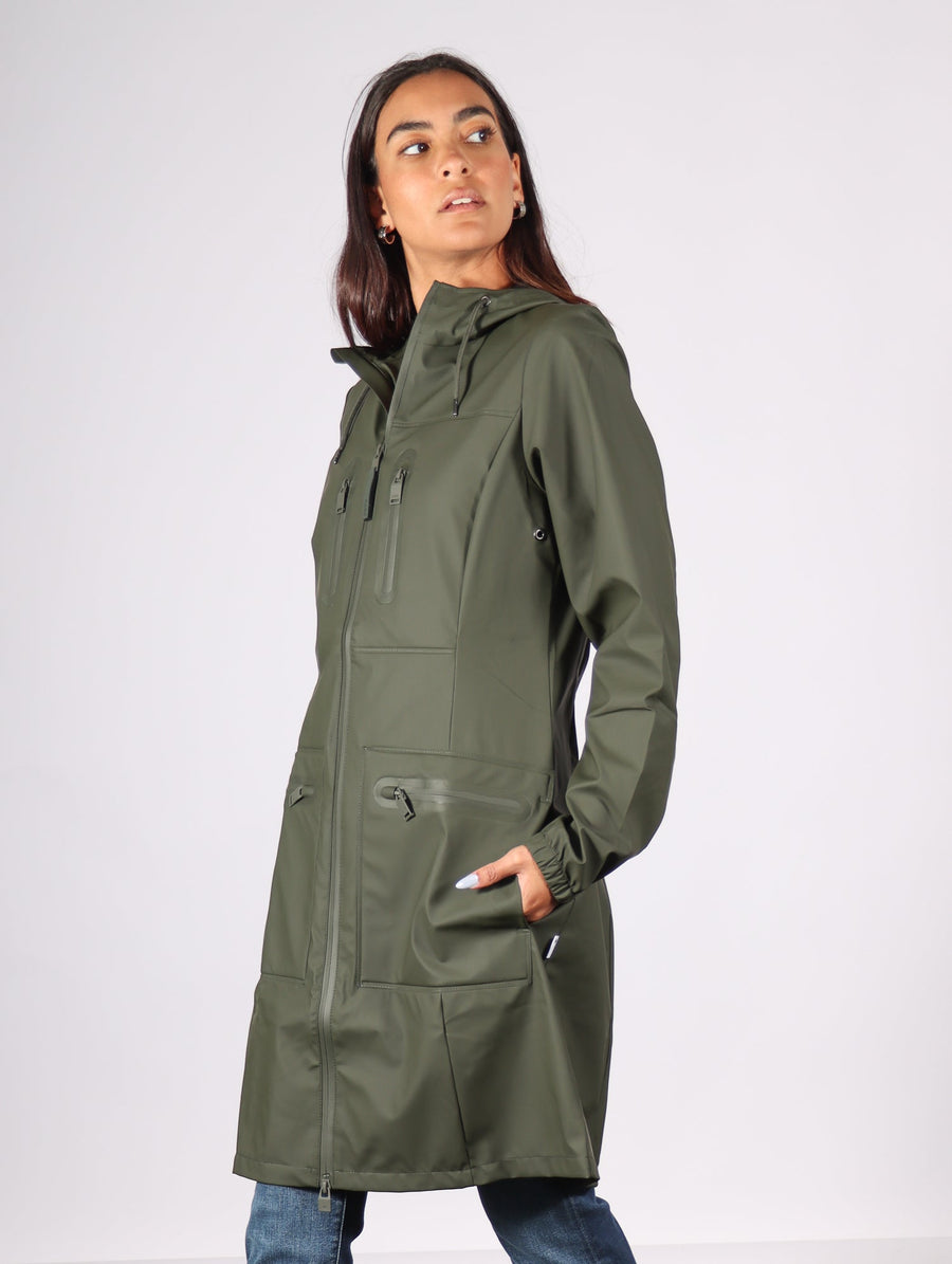 Cargo Curve W Jacket in Green by RAINS