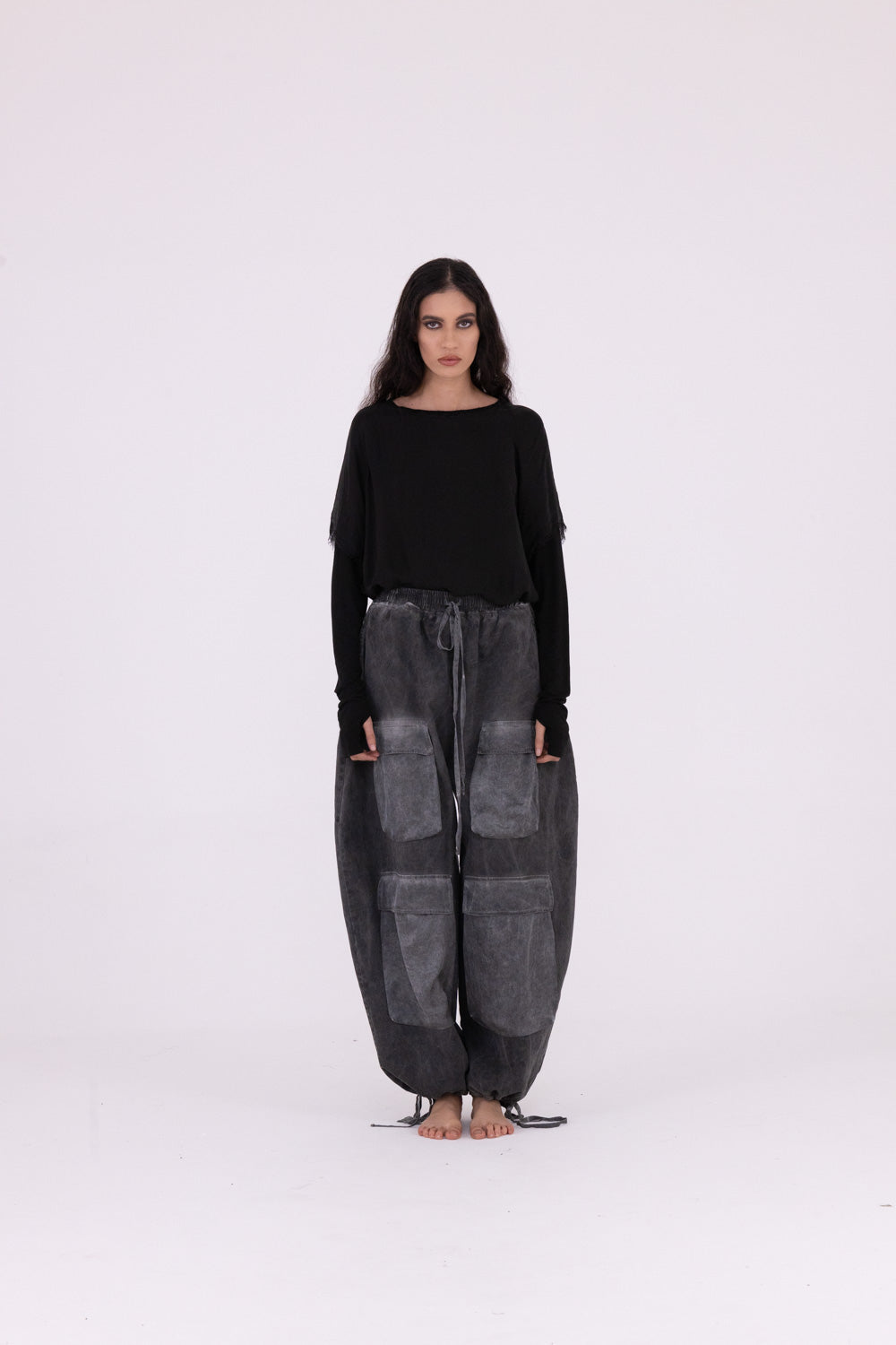 Cargo Pants in Ash Grey by Sanctamuerte-SANCTAMUERTE-Idlewild