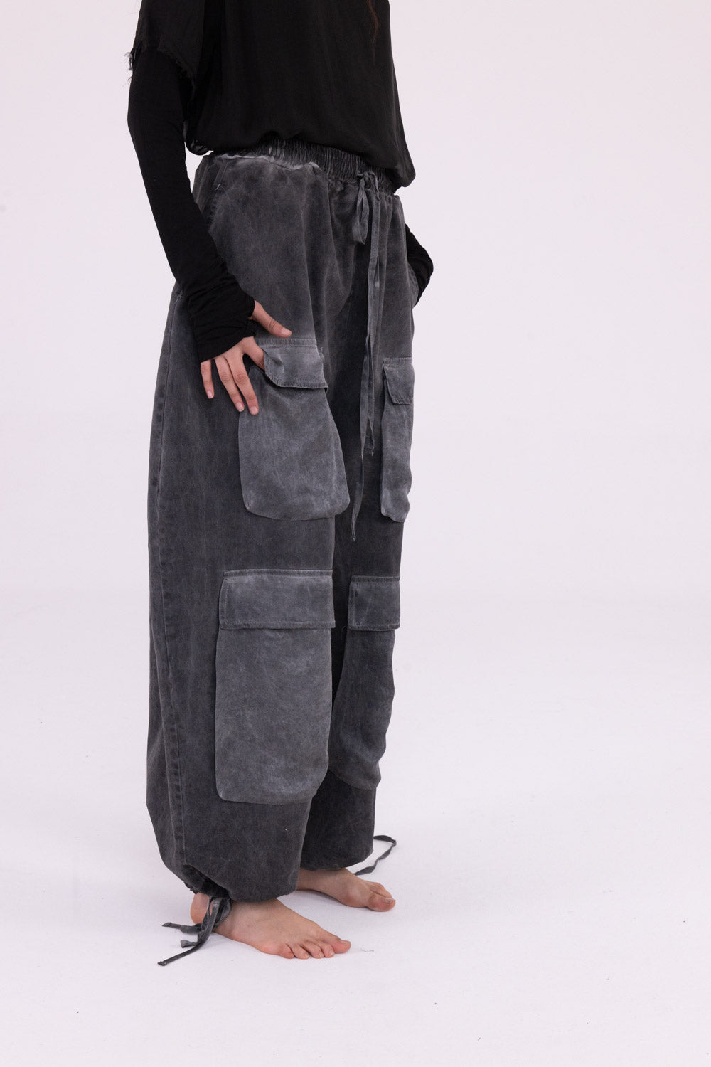 Cargo Pants in Ash Grey by Sanctamuerte-SANCTAMUERTE-Idlewild