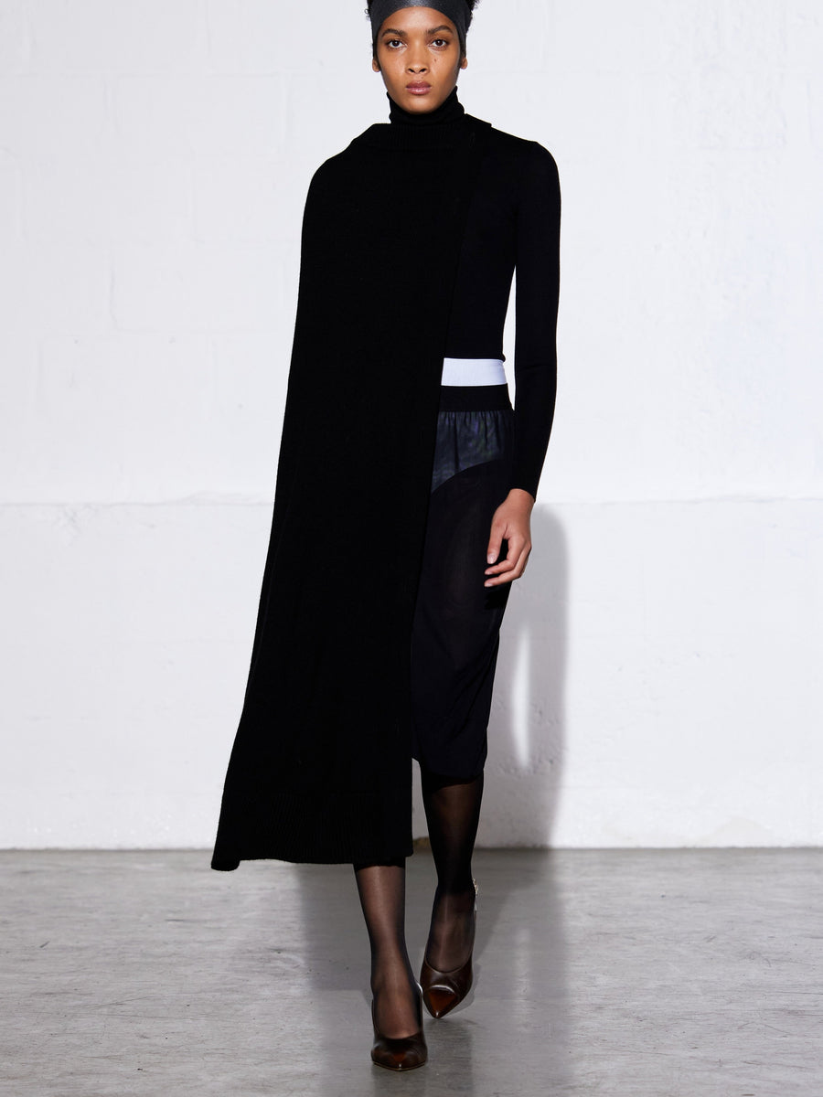 Cashmere Sweater Cape in Black by Tibi