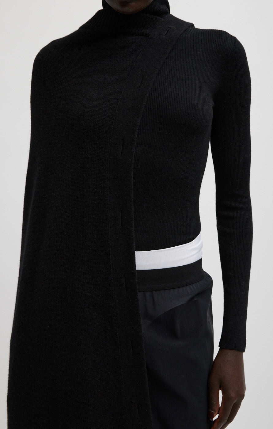 Cashmere Sweater Cape in Black by Tibi