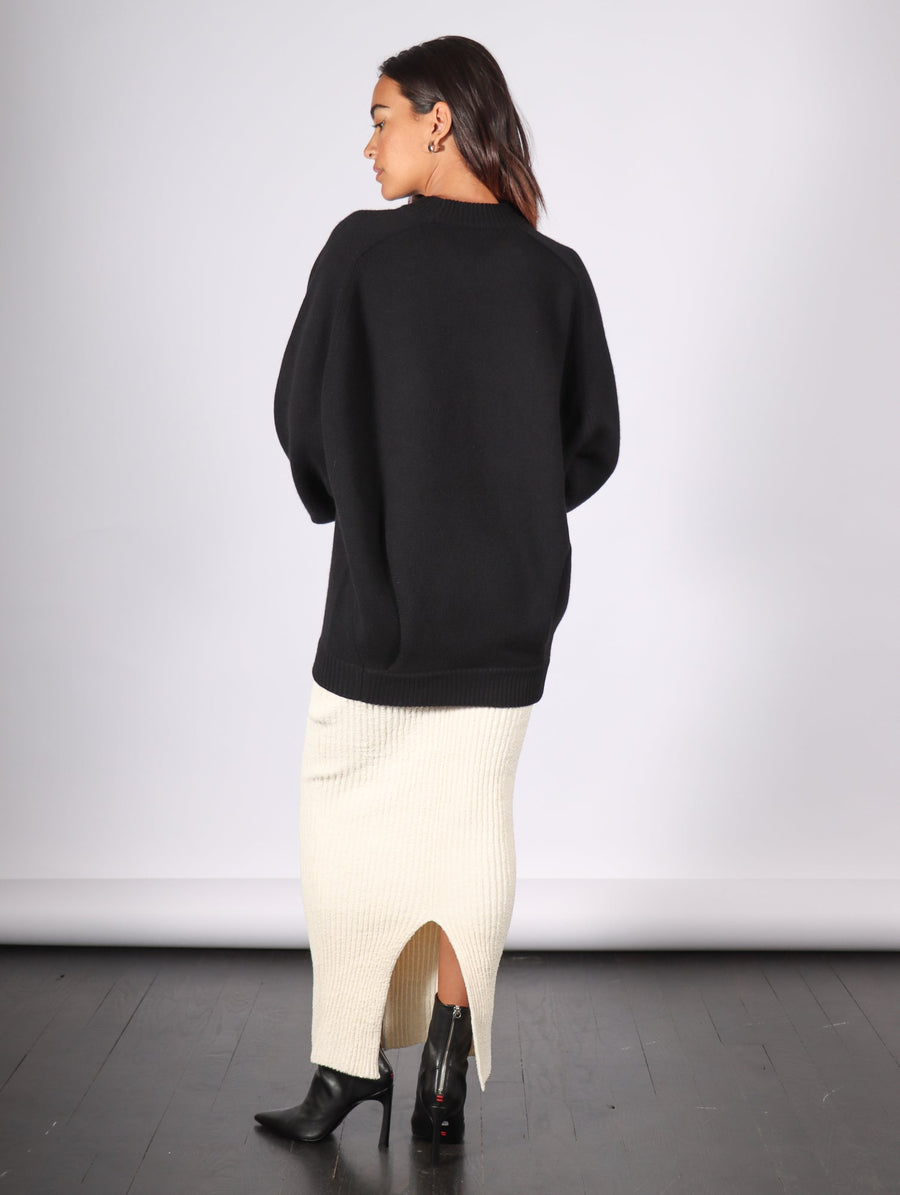 Cashmere Sweater Crewneck Oversized Pullover in Black by Tibi