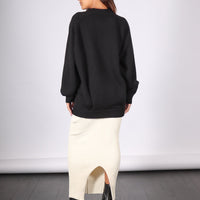 Cashmere Sweater Crewneck Oversized Pullover in Black by Tibi Idlewild