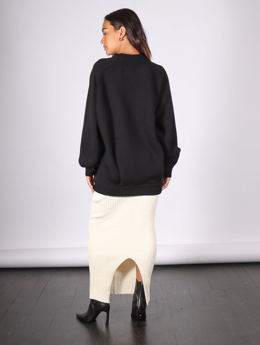 Cashmere Sweater Crewneck Oversized Pullover in Black by Tibi