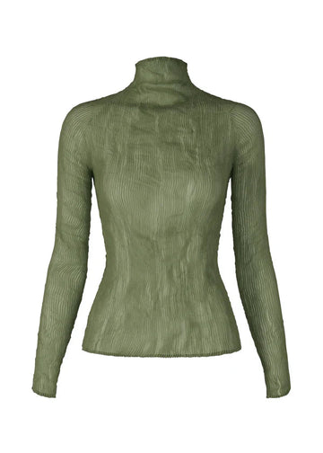 Chiffon Twist Mockneck in Night Green by Issey Miyake