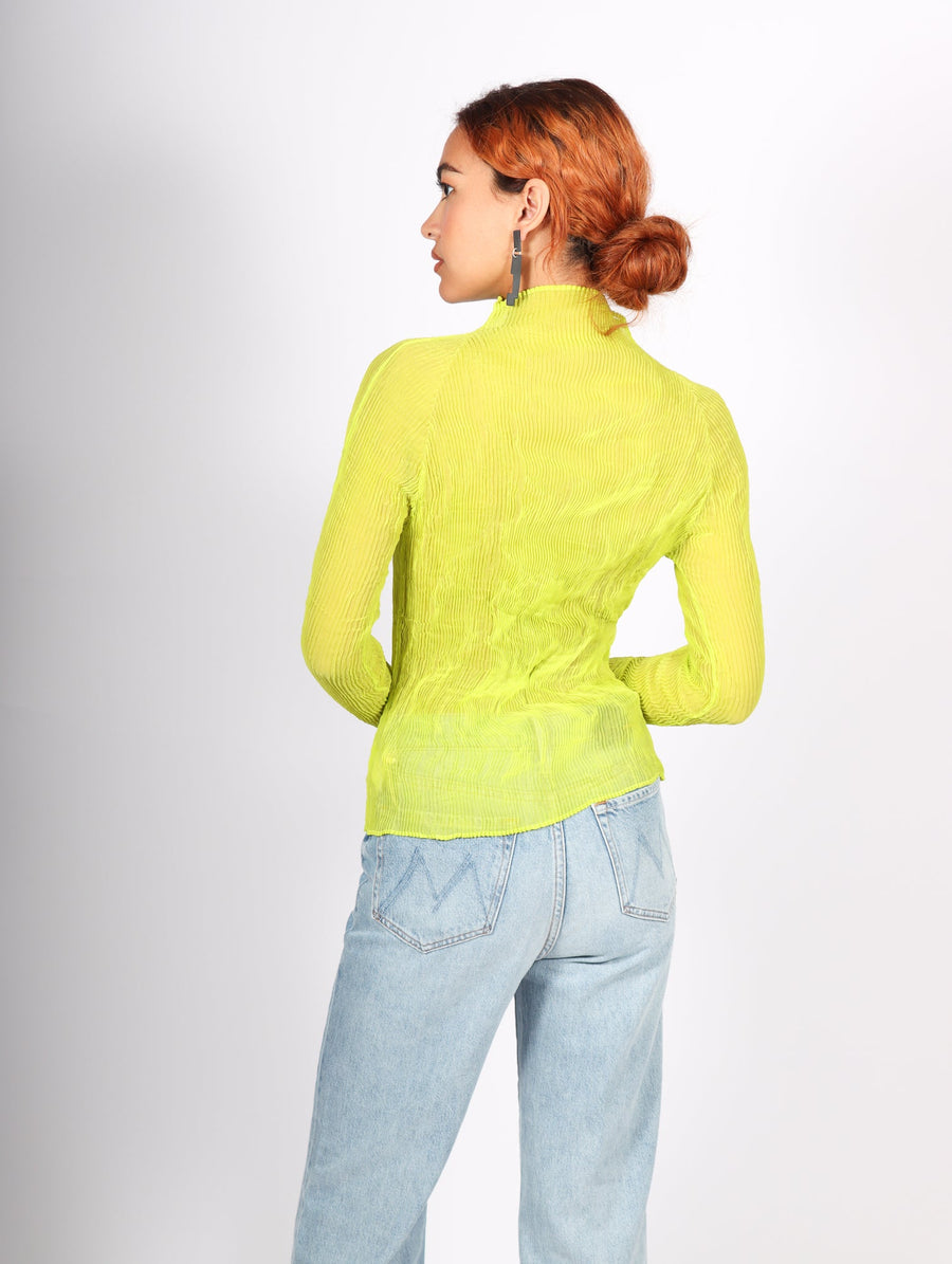 Chiffon Twist Mockneck in Yellow by Issey Miyake